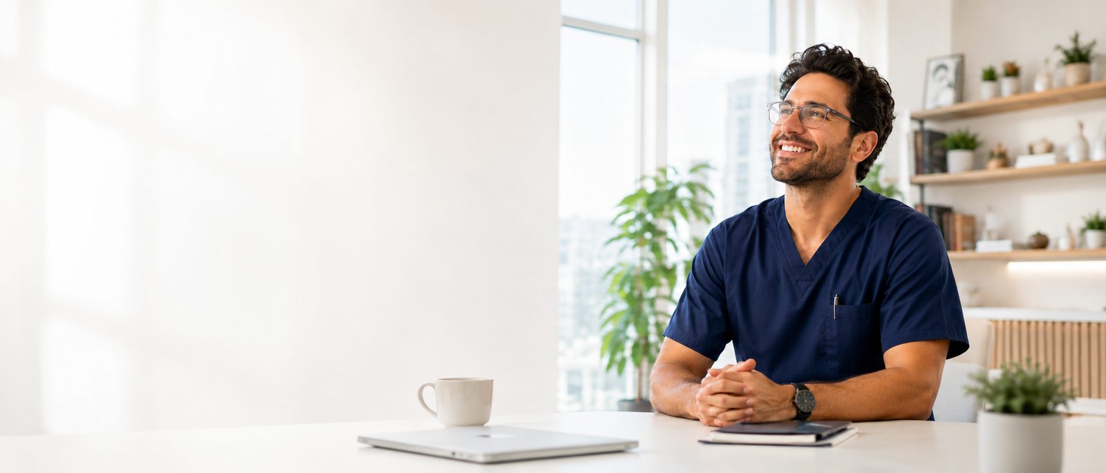 Smiling provider in bright office
